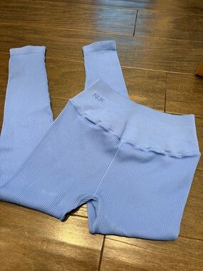 NUX Ribbed Leggings - Periwinkle Blue